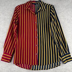 Tommy Hilfiger Red and Navy Striped Button Down Shirt